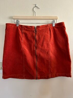 Forever 21 Rust-Red Velvet Front Zip Mini Skirt